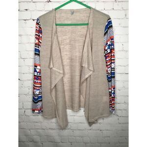 MISSLOOK Women’s Sweater Gray Open‎ Cardigan Tribal Lightweith size XL